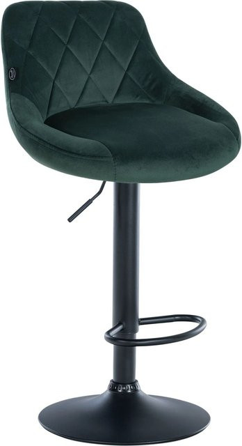 DELUKE Barhocker FALON Drehbarer Barstuhl mit Lehne aus Samt in Dunkelgrün und Schwarz, B/T/H: 46 x 49 x 83 cm - Bild 1