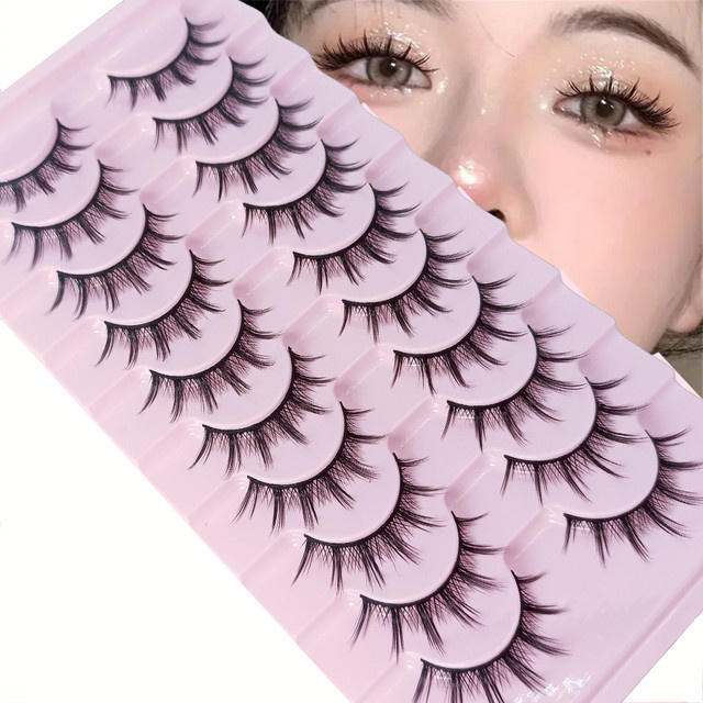 Künstliche Wimpern Manga Anime, Black, 10 Paar, Natürlich, Unisex - Bild 1