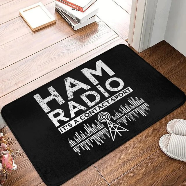 VIKAMA Fußmatte im Vintage-Design mit Radio-Motiv, rutschfest, schwarz, B/T: 50 x 30 cm - Bild 1