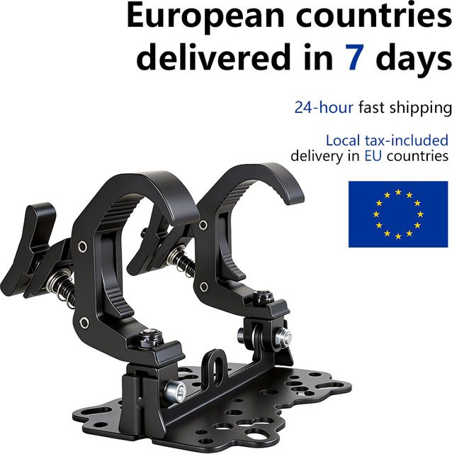 AICPOSE Paar Klappbare Klemmen für Moving Head Bühnenbeleuchtung aus Aluminium in Schwarz mit 200 kg Tragkraft für Traversenrohre und Beam 230W 280W 7R 10R - Bild 1