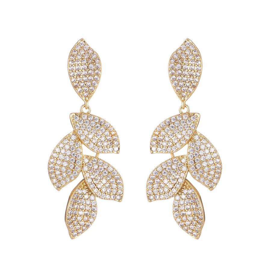 Rakol Drop Ohrringe, Blatt Blume, Zirkonia, Gold - Bild 3