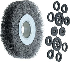 Lessmann Draht-Rundbürste aus Edelstahl in Grau mit Stahldraht 0,30 / 0,35 mm, Durchmesser: 15 cm, Besatzbreite: 3 cm - Bild 1