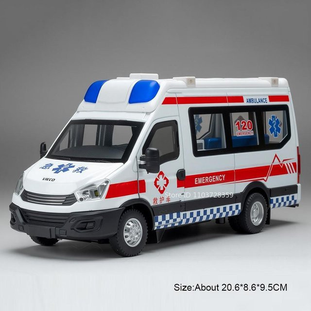 Linyi toy car Krankenwagen Schulbus, Spielzeugautos, 1:24, mit Licht und Sound, ab 14 Jahre - Bild 1