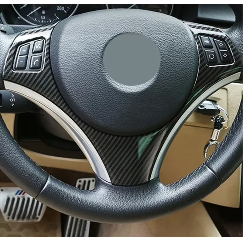 Lenkrad Panel Abdeckung Rahmen Trim Zubehör für BMW E90 3er Serie 2005-2012 und BMW E87 1er Serie 2004-2011 in Schwarz - Bild 2