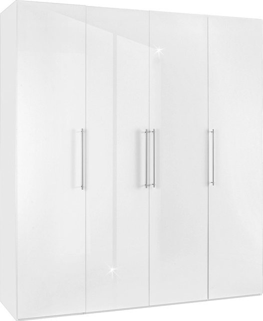 Mömax Drehtürenschrank in Weiß, moderner Kleiderschrank mit Hochglanzoberfläche, B/T/H: 195,5 x 59,5 x 218,6 cm - Bild 1