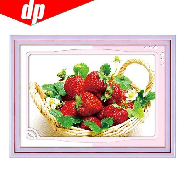 FIYO DIY Diamantmalerei Obst Motiv mit runden Strass Steinen in Rot und Multicolour, Breite: 30 cm, Höhe: 20 cm - Bild 1