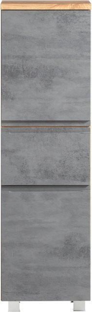 Held Möbel Midischrank Ancona in Betongrau-Wotaneiche, B/T/H: 40 x 35 x 130 cm - Bild 1
