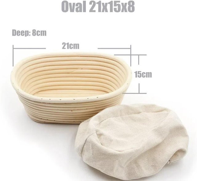 Hejun Gärkorb Banneton aus Weide und Rattan in Beige, oval, B/T/H: 21 x 15 x 8 cm - Bild 1