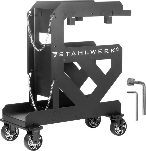 STAHLWERK Schweißwagen aus Stahl in Schwarz mit Schlauchhalterung und Rollen - Bild 1