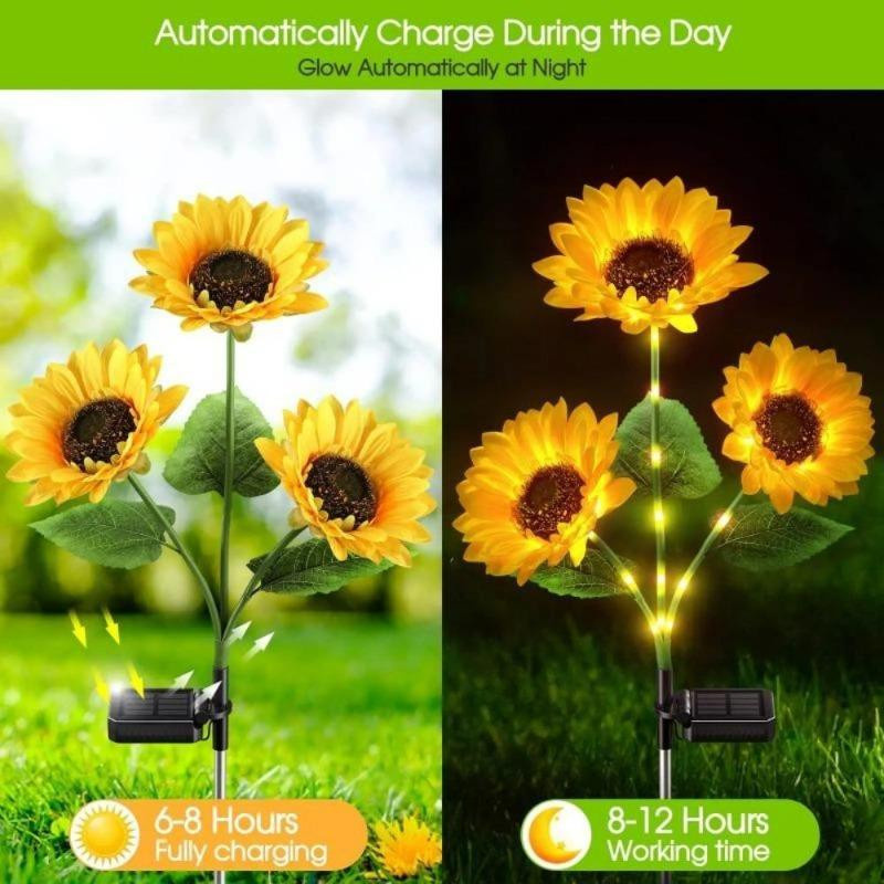 LIUXING Solar Sonnenblumenlicht LED Gartenlampe wasserdicht IP65 für Außenbereich und Landschaftsbau - Bild 8