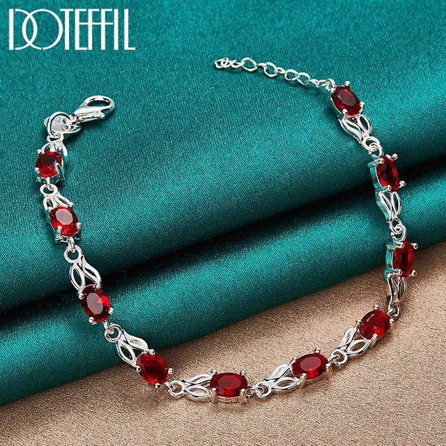 Doteffil Charm-Armband 925 Silber, Rubin, Damen, 20 cm - Bild 1