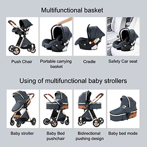 Luourzme 3-in-1 Kinderwagen mit Autositz und Buggy, faltbar, Grau - Bild 4