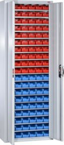 STIER Magazinschrank mit 114 Sichtlagerkästen aus Stahl, H: 198,0 cm, B: 70,0 cm, T: 30,0 cm - Bild 1