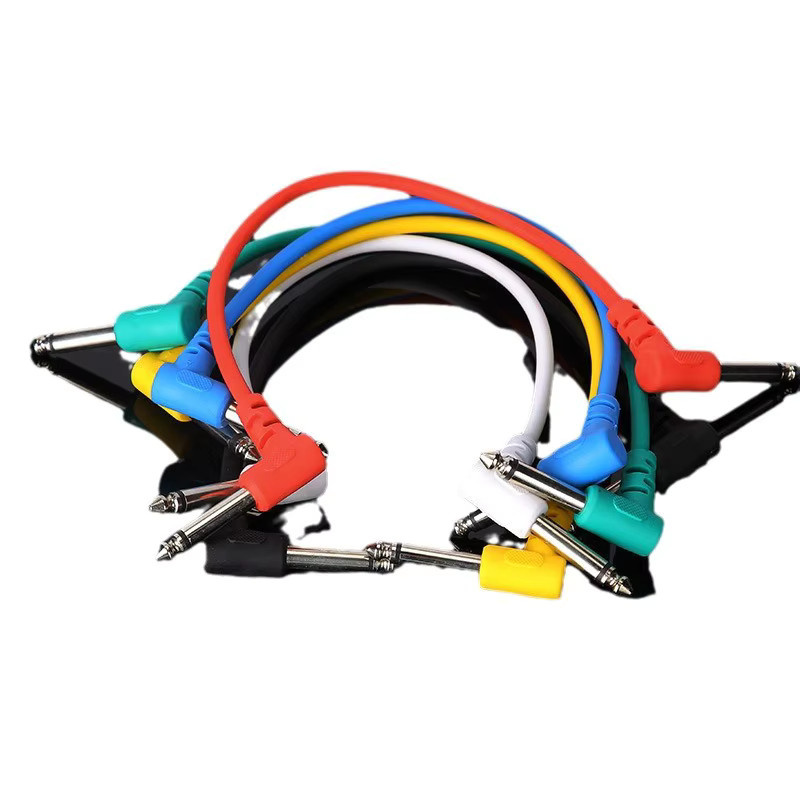 6er Set Gitarren Patch Kabel mit 1/4 Zoll Rechtswinkel, geräuscharm abgeschirmte Audio-Patchkabel für Effektpedale - Bild 1