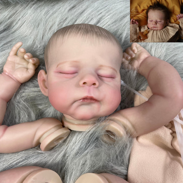 MRB Reborn-Baby-Set Eric/Erica, DIY handgefertigte Vinyl-Puppenteile, 21 Zoll, bereits bemalt mit Wimpern, 3D-bemalte Haut - Bild 1