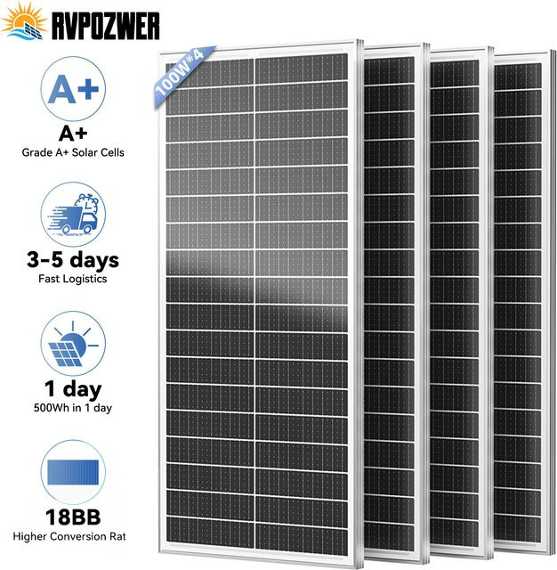 Rvpozwer Monokristallines Solarpanel Schwarz, hocheffizientes Solarzellen-Modul mit 12BB für Wohnmobil und Anhänger, 12,8 V - Bild 1