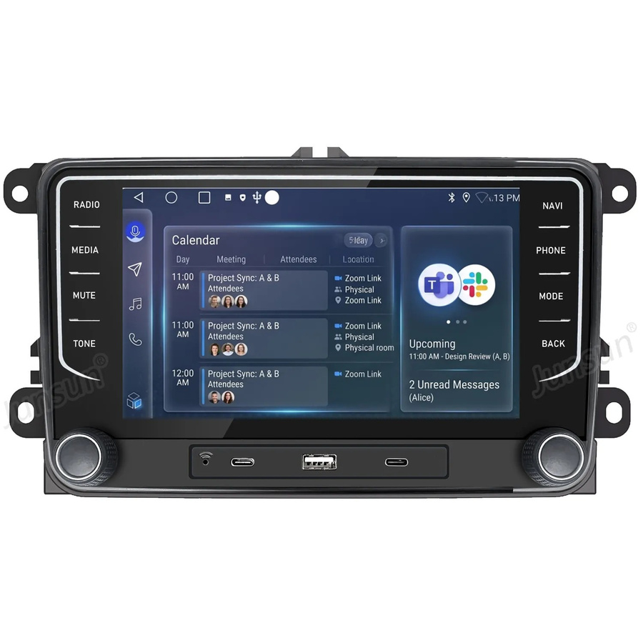 Junsun Autoradio mit Bluetooth und GPS für Touran Tiguan Golf 5 6 Passat, 6 GB RAM und 128 GB Speicher, Schwarz, 7 Zoll Display - Bild 2