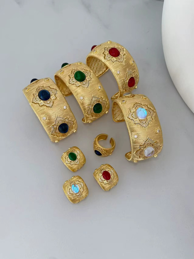 Vintage-Ring Gold, Blumen, Kristall - Bild 2