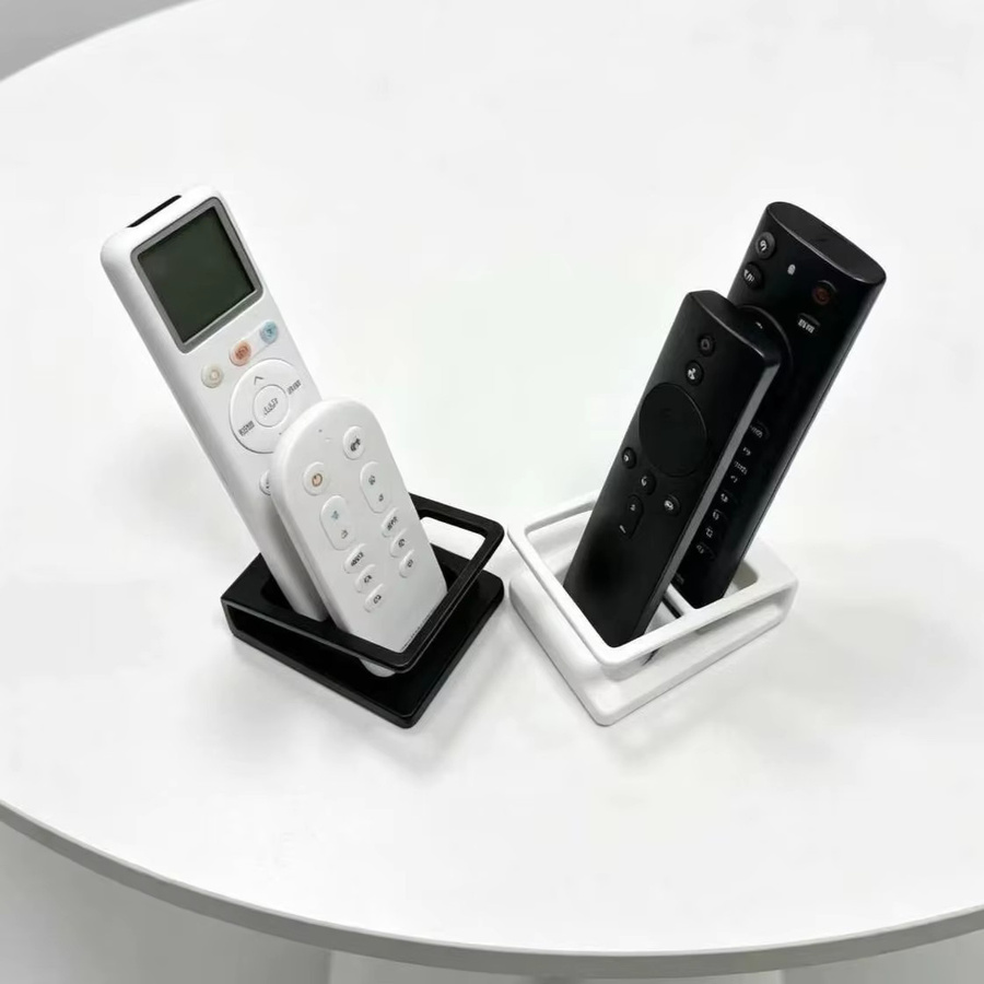 2-Fach Fernbedienungs-Aufbewahrungsbox aus Kunststoff in Schwarz mit rutschfester Basis als Desktop-Organizer für TV-, Klimaanlagen- und DVD-Fernbedienungen - Bild 1