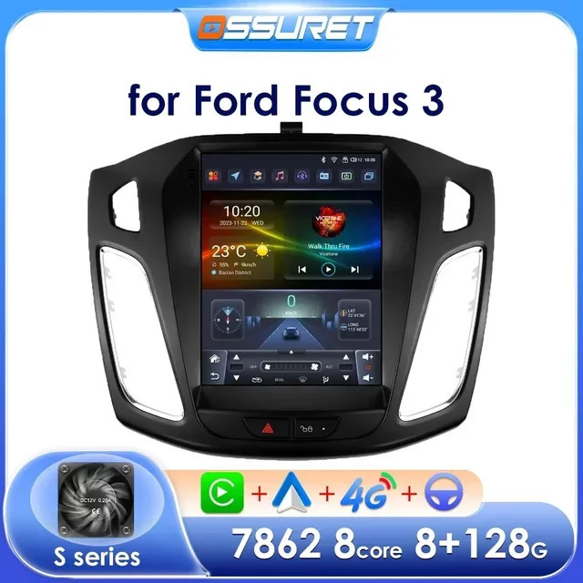 OSSURET Android Autoradio-Player mit 9,7 Zoll Bildschirm für Ford Focus 2 3 mk2 mk3, Multimedia Stereo mit GPS, RDS, DSP und Carplay, Schwarz - Bild 1