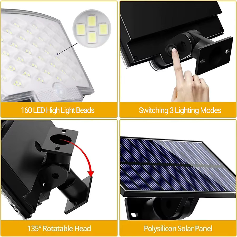 Heinast LED Solar-Bewegungsleuchte mit separatem Solarpanel, wasserdichte Flutlicht-Wandleuchte für Garten und Garage, Weiß - Bild 3