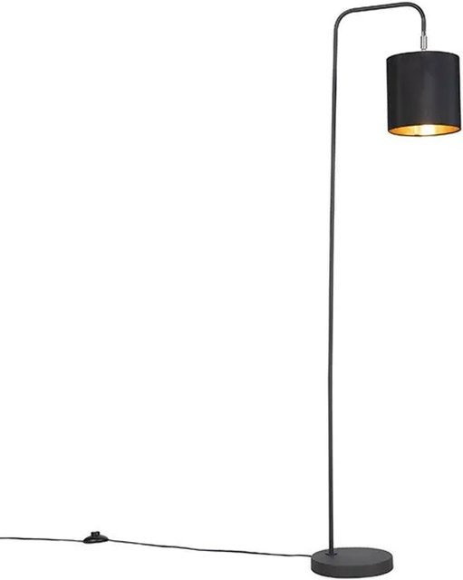 QAZQA Moderne Stehleuchte Lofty Schwarz mit Lampenschirm, dimmbar und verstellbar, Höhe: 140,5 cm - Bild 1