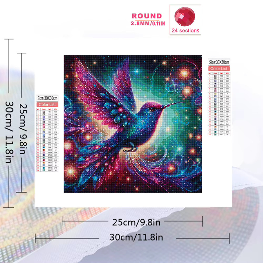 EverShine Diamant-Mosaik Vogelbild DIY Strass-Stickerei als Vollquadrat-Diamantmalerei in Multicolour, B/H: 20 x 20 cm - Bild 2