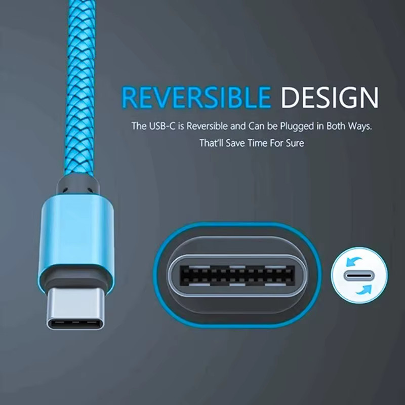 USB A zu Typ C Ladekabel mit 3A Schnellladefunktion und Datensynchronisation, lila, geflochtenes Nylon, passend für Samsung und Android-Smartphones - Bild 3