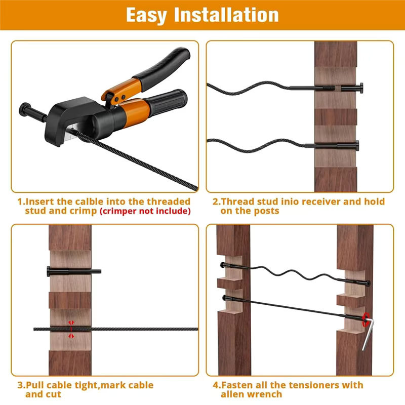 BAAJ Invisible Receiver Swage Stud Ends Kabelgeländer-Kit aus T316 Edelstahl in Schwarz, 40er-Pack für 2 x 2 Zoll Holz- oder Metallpfosten - Bild 2
