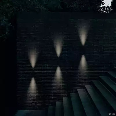 Flos Flauta Riga LED Wandleuchte Outdoor Schwarz Modern Up-Down Licht warmweiß Höhe: 22,5 cm - Bild 1