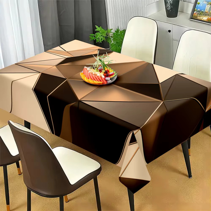 VIKAMA Tischdecke in Gold mit geometrischem Art-Deco-Design, wasserabweisend und pflegeleicht, rechteckig - Bild 3