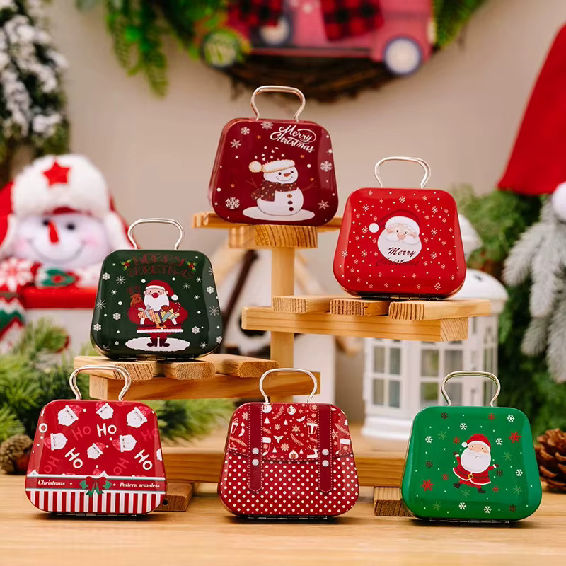 ZQNYCY Weihnachts Handtaschen-Geschenkbox aus Glas und Zinn in Mehrfarbig für Süßigkeiten und Schmuck - Bild 2