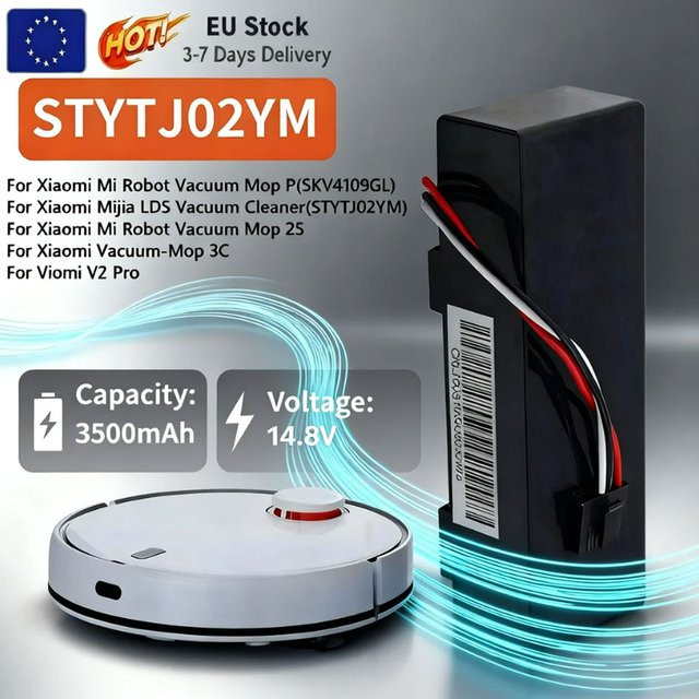 Xiaomi Ersatz Li-Ionen-Akku für Mi Robot Vacuum-Mop 2S Mop P STYTJ02YM, 14,4V 12800mAh, Schwarz - Bild 1