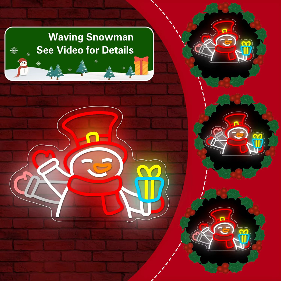 Dimmbares Schneemann Neonschild für die Wanddekoration in Multicolour mit Blinkeffekt und USB-Anschluss - Bild 3