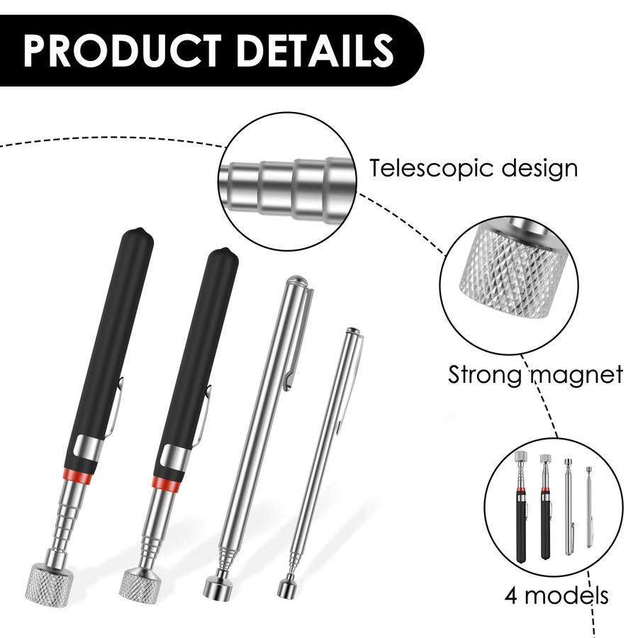 Toorise Magnetisches Pickup Werkzeug Set, faltbarer Metall-Greifer in Silber - Bild 3