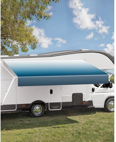 VEVOR Wohnwagen Markise mit Aluminiumlegierungsrahmen und blauem Stoff mit Farbverlauf, Breite: 457 cm - Bild 1