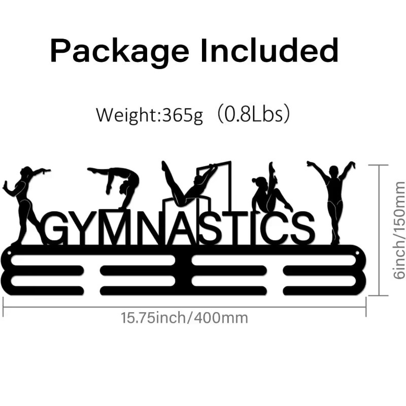 CIFBUY Medaillenhalter aus Metall für Gymnastik-Auszeichnungen, Wandhalterung für Trophäen in Schwarz, Breite: 40 cm - Bild 3