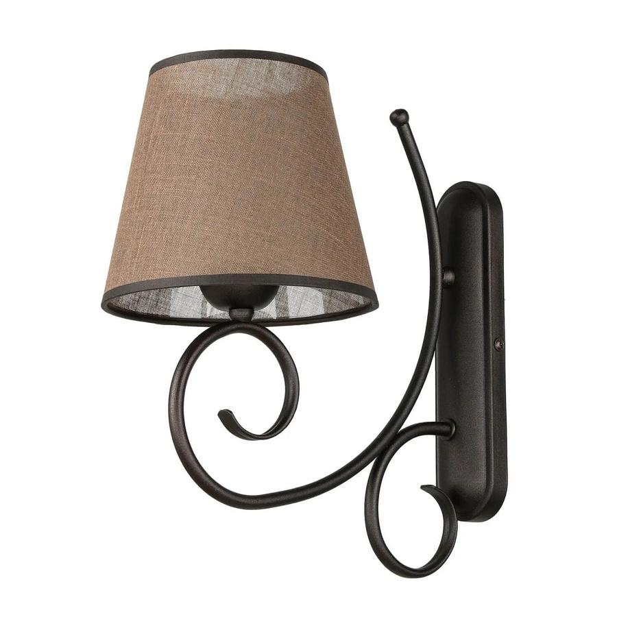 Licht-Erlebnisse Wandleuchte aus Metall und Stoff in Braun im Landhausstil, Höhe: 35 cm - Bild 2