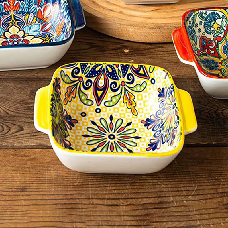 Yolife Keramik-Salatschüssel im Bohemian-Stil, bunte Nudelschüssel und Dessertbehälter mit Griff - Bild 2