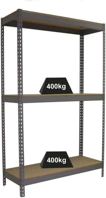 PROREGAL Schwerlastregal Big Wood Yeti Grau H x B x T: 200 x 180 x 60 cm mit verstellbaren Fachböden und 400 kg Fachlast - Bild 1