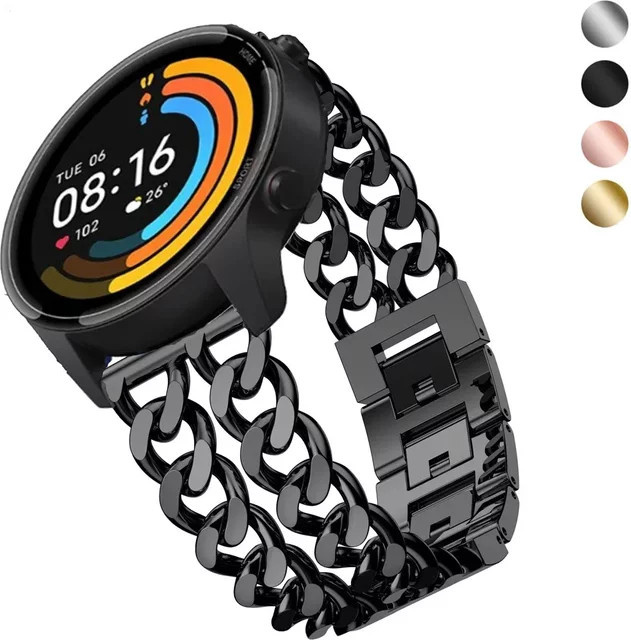 Uhrenarmband Edelstahl, Schwarz, Unisex, 20-22mm - Bild 1