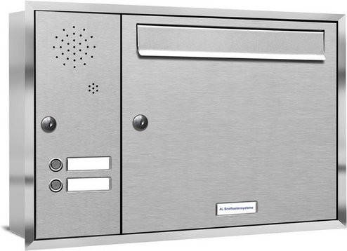 AL Briefkasten Unterputzmontage für 1 Partei in Silber, B/H/T: 153,529 x 38,5 x 11,6 cm - Bild 1