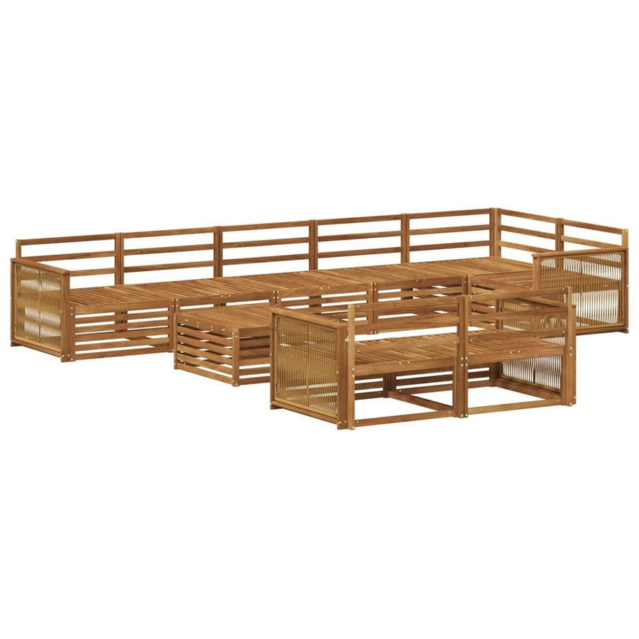vidaXL Outdoor-Sofagarnitur aus Akazienholz, 9-teiliges Set, modern, braun, lackiert - Bild 2