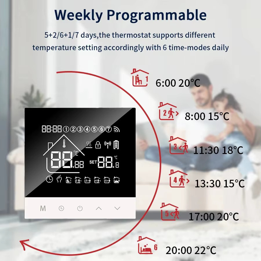 RKHK S4HGB Wifi Smart Heizung Thermostat mit LCD Display und Sprachsteuerung für Alexa und Tuya/Alice zur Steuerung von Elektro- und Wasser-Bodenheizungen - Bild 4