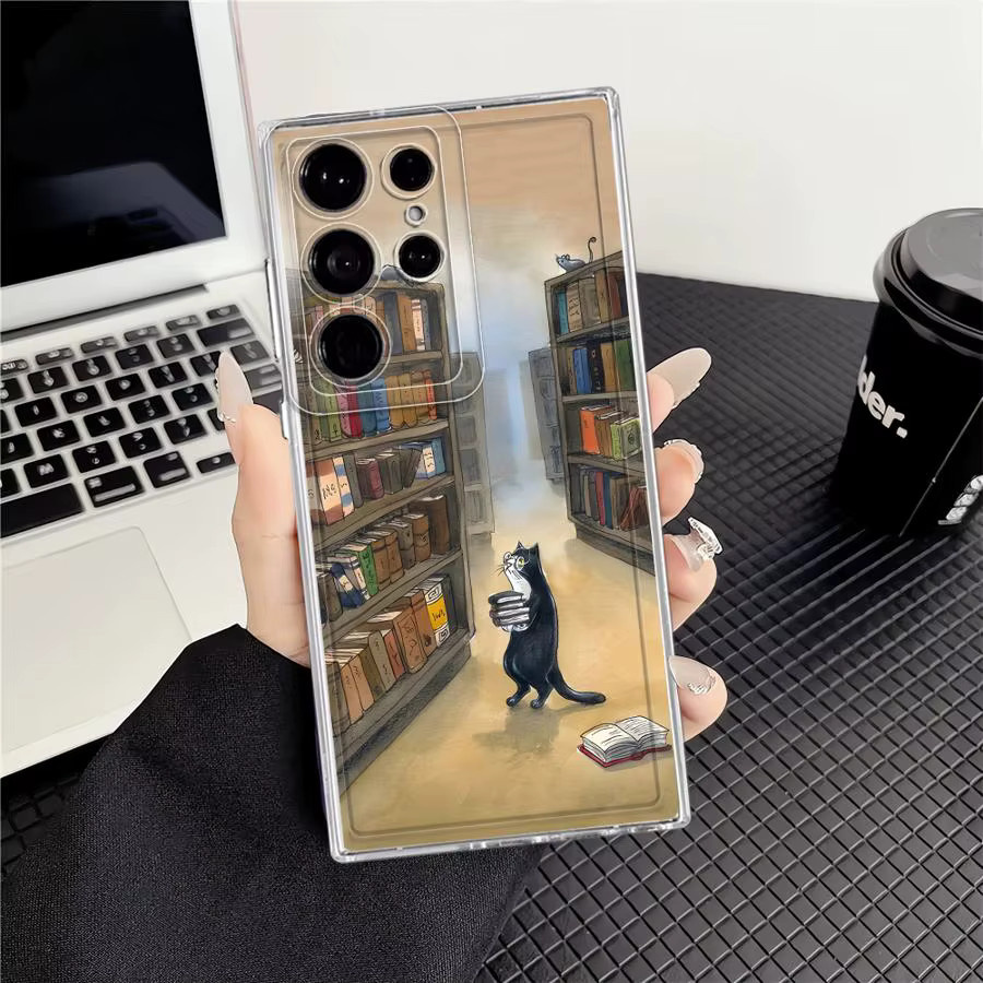 Samsung Smartphone Softcover Bibliothekskatzenhülle in Multicolour für Galaxy S24 Note 20 Ultra S22 FE S20 Plus S25 Edge S23 Ultra S21 - Bild 5