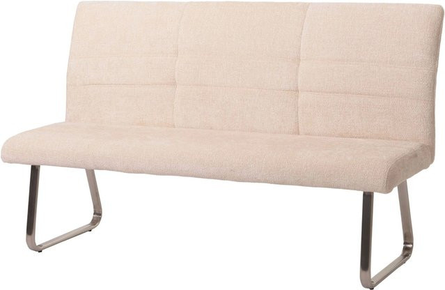 MCW Sitzbank G55 Esszimmerbank aus Chenille und gebürstetem Edelstahl in Beige, Breite: 180 cm - Bild 1