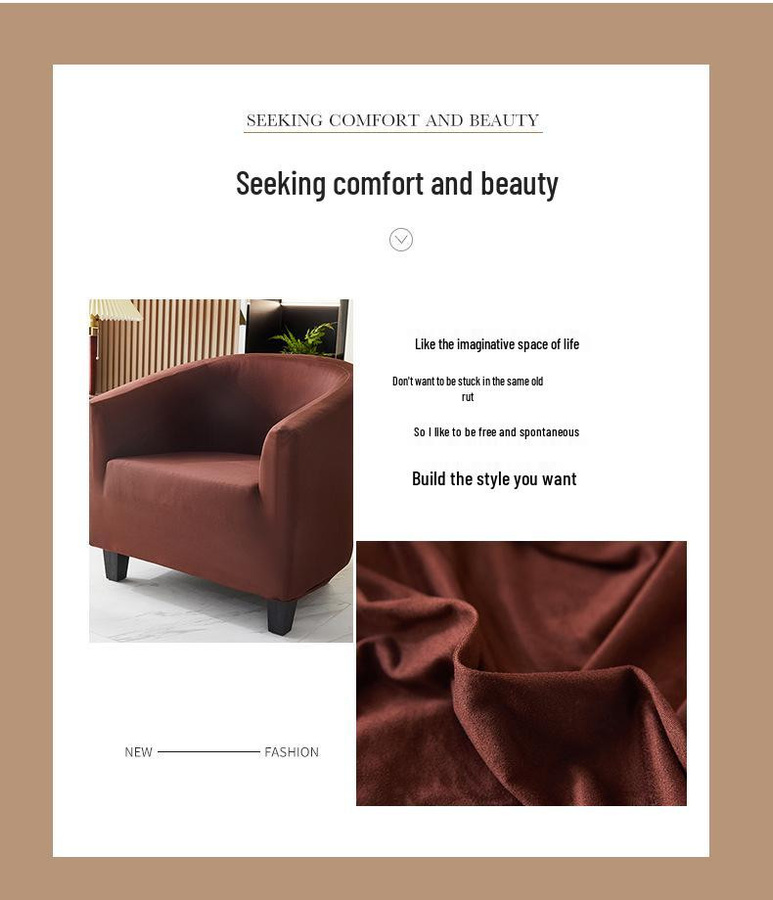 Elastischer halbkreisförmiger Sesselbezug von the BAY in einfarbigem Design für Cafés, Hotels und Lounges, Einheitsgröße - Bild 7