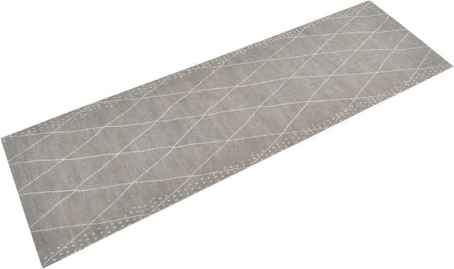 vidaXL Küchenteppich Samt in Hellgrau mit Rautenmuster, Waschbar und Rutschfest, Breite: 60 cm, Tiefe: 180 cm - Bild 1