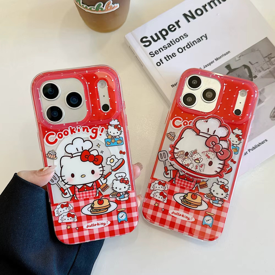 Sanrio Hello Kitty MagSafe Handyhülle mit Magnethalterung für iPhone 17 16 15 14 13 Pro Max in Rot - Bild 2