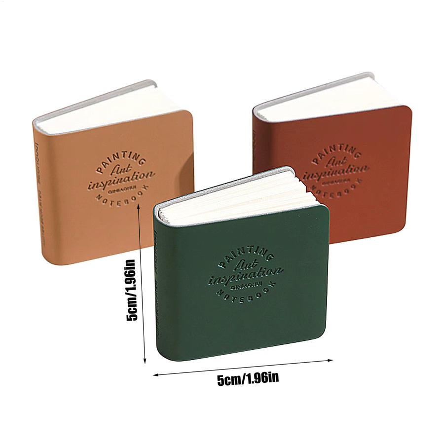 3er Set Mini-Skizzenbuch quadratisch mit dickem Papier und Hardcover in Multicolour, B/H: 5 x 5 cm - Bild 3